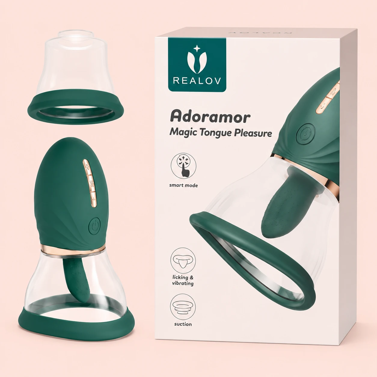 Estimulador y Succionador Clitorial Realov Adoramor Green